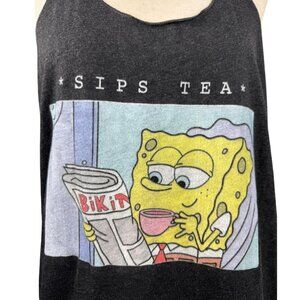 Spongebob Sips Tea Graphic Tank Top XXL